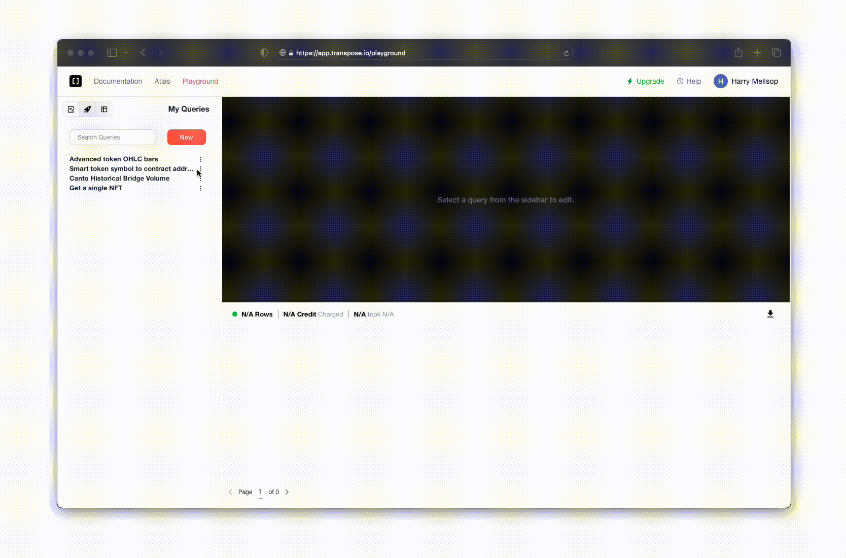 Animation showing creating a query in the Playground